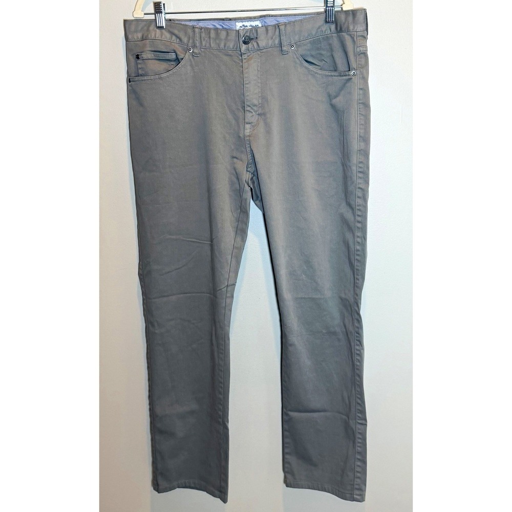 Peter Millar Gray Chino Pants Men’s 36 Regular Fit Twill Stretch 5-Pocket